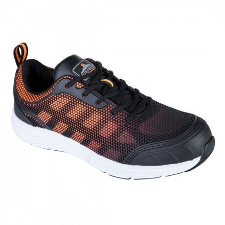 FT15BKO48, FT15 Steelite Tove Trainer Portwest S1P munkavédelmi cipő, Fekete/narancs/Black/Orange, 48