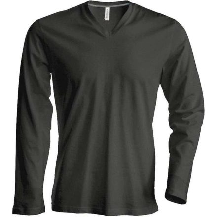 ka358dkh-s, KARIBAN MEN'S LONG SLEEVE (KA358) nyári hosszú ujjú férfi póló, V nyakú oldalvarrott