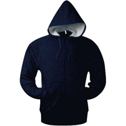 ka444nv-s, KARIBAN ZIP HOODED (KA444) hosszú ujjú uniszex pulóver poliészter/pamut oldalvarrott