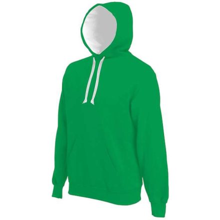 ka446lkl-wh-l, CONTRAST HOODED (KA446) hosszú ujjú férfi pulóver poliészter/pamut oldalvarrott